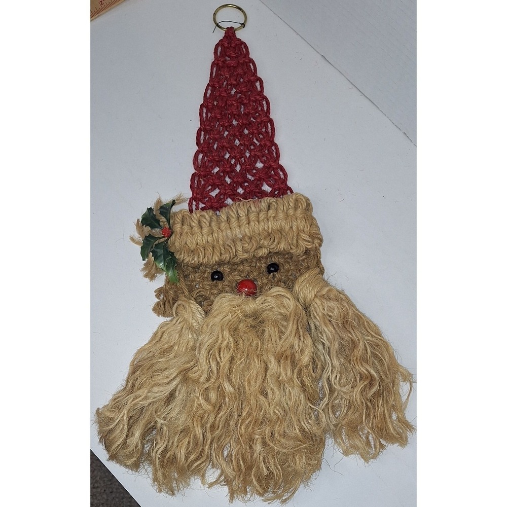20 inch macrame jute santa face wall hanging